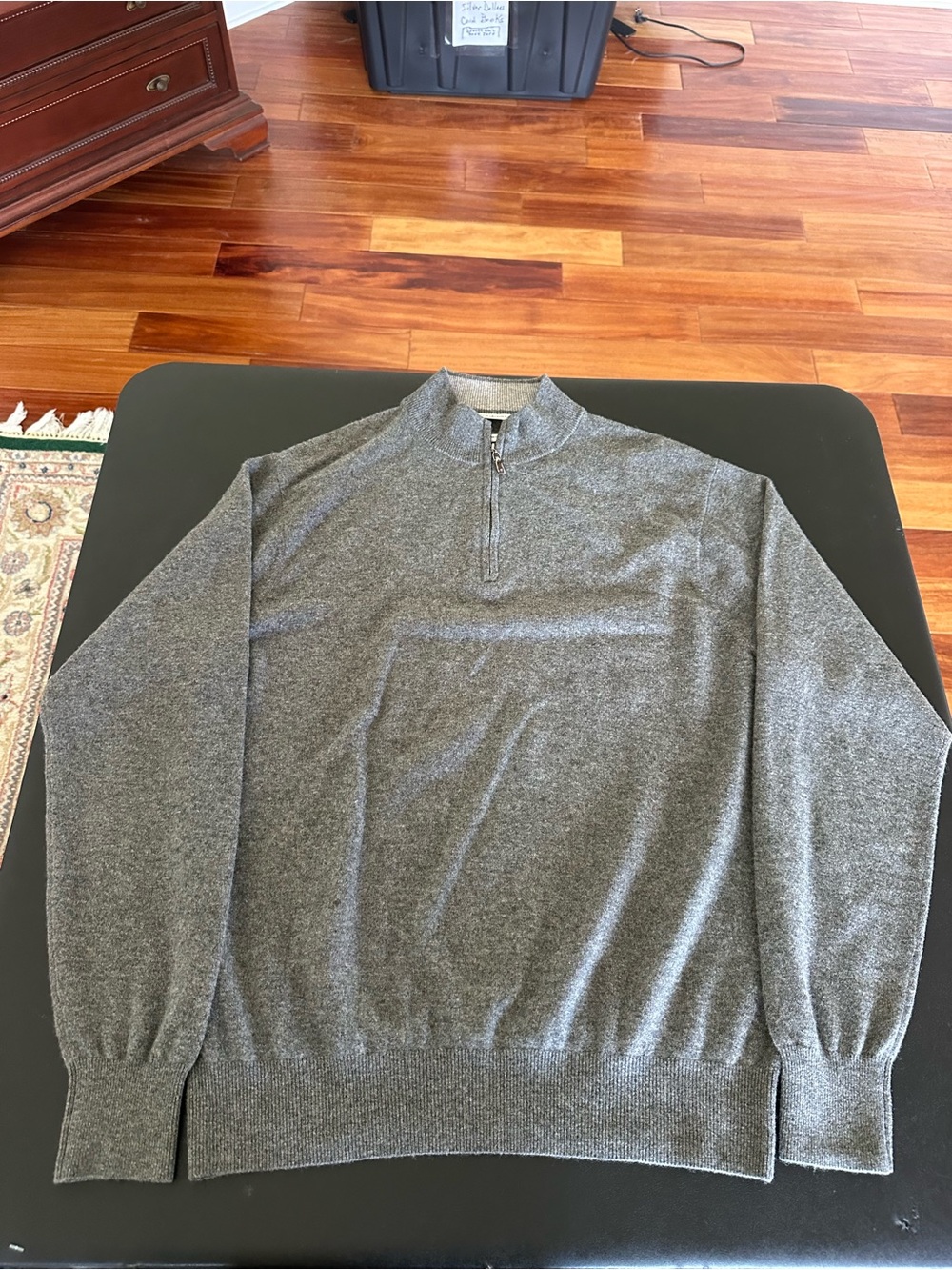 Peter Millar 100% Cashmere Men's Quarter-Zip Sweater - Gray Men’s XL